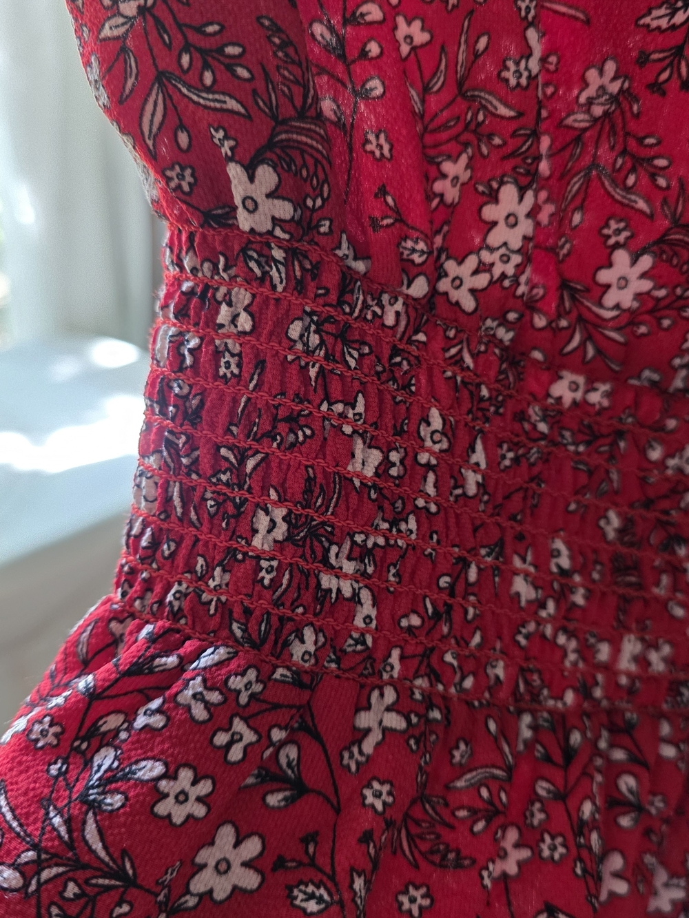 Max Studio Red Floral Wrap Blouse - Picture 5 of 5